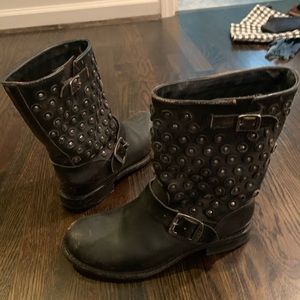 Frye black boots with silver details